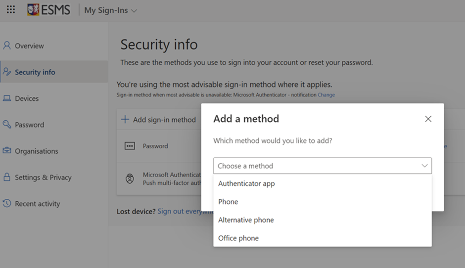 Microsoft Multi-Factor Authentication (MFA) — ESMS